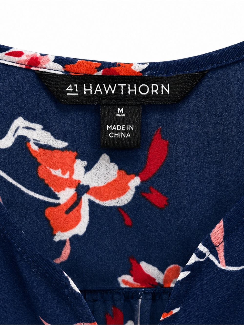 41 Hawthorn Navy Floral Sleeveless Faux Wrap Dress M NWOT Elastic Waist Boho - Picture 5 of 5
